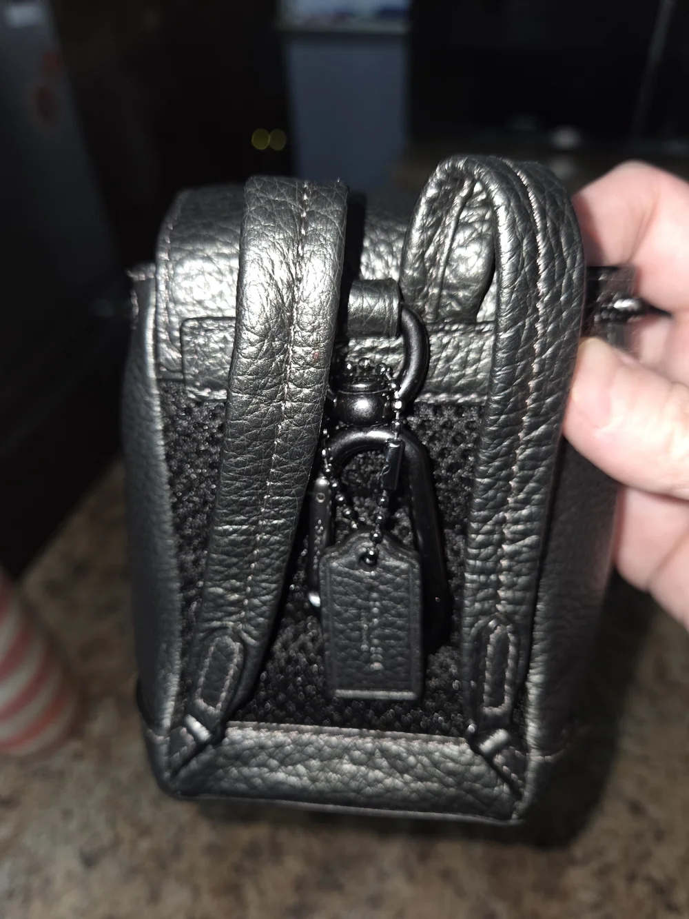 Coach Black Leather Mini Backpack/coin Pouch